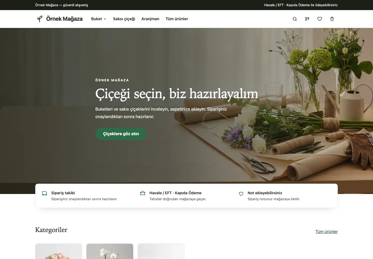 Çiçek — Vitrin tasarımının ana sayfası