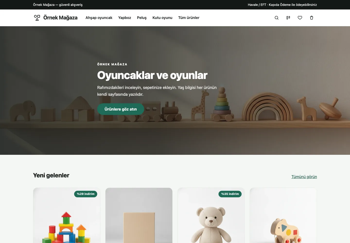 Oyuncak — Vitrin tasarımının ana sayfası
