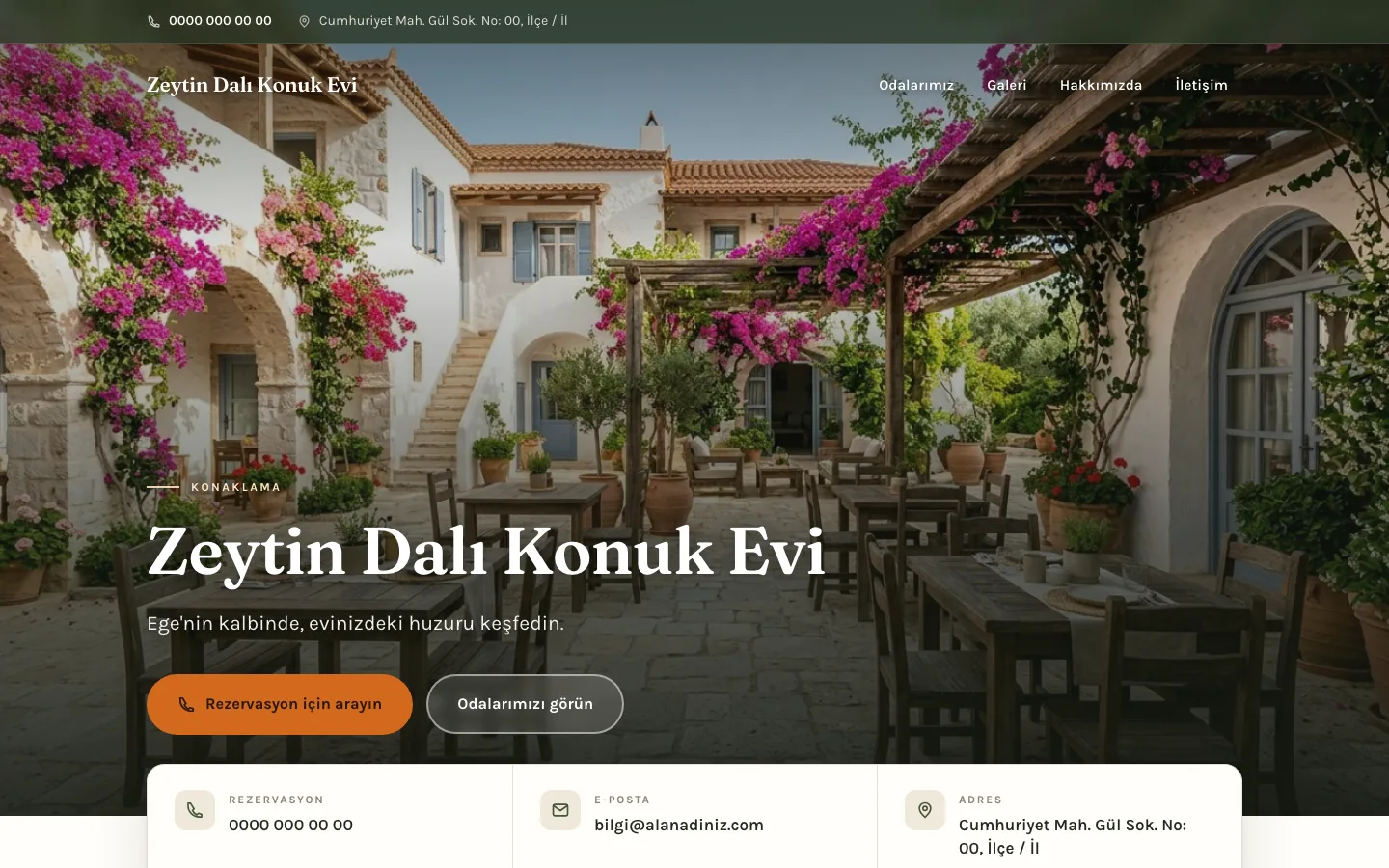 Butik Pansiyon tasarımının önizlemesi