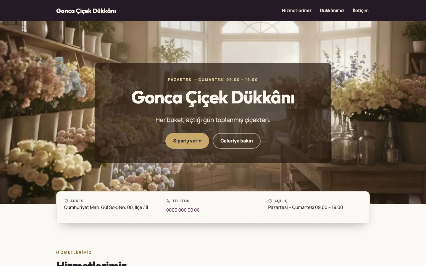 Çiçek Dükkânı tasarımının önizleme görseli