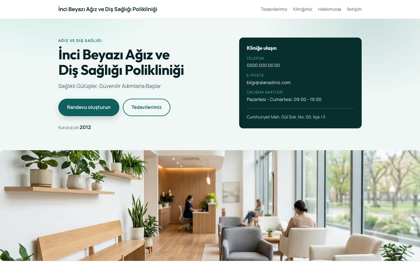Diş Kliniği tasarımının önizleme görseli
