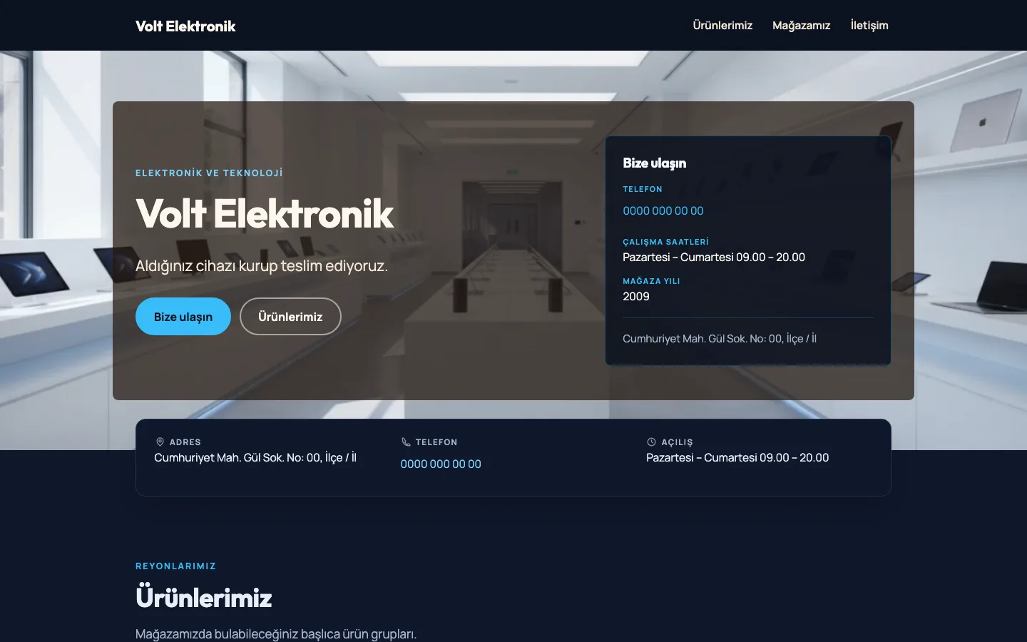 Elektronik Mağaza tasarımının önizlemesi