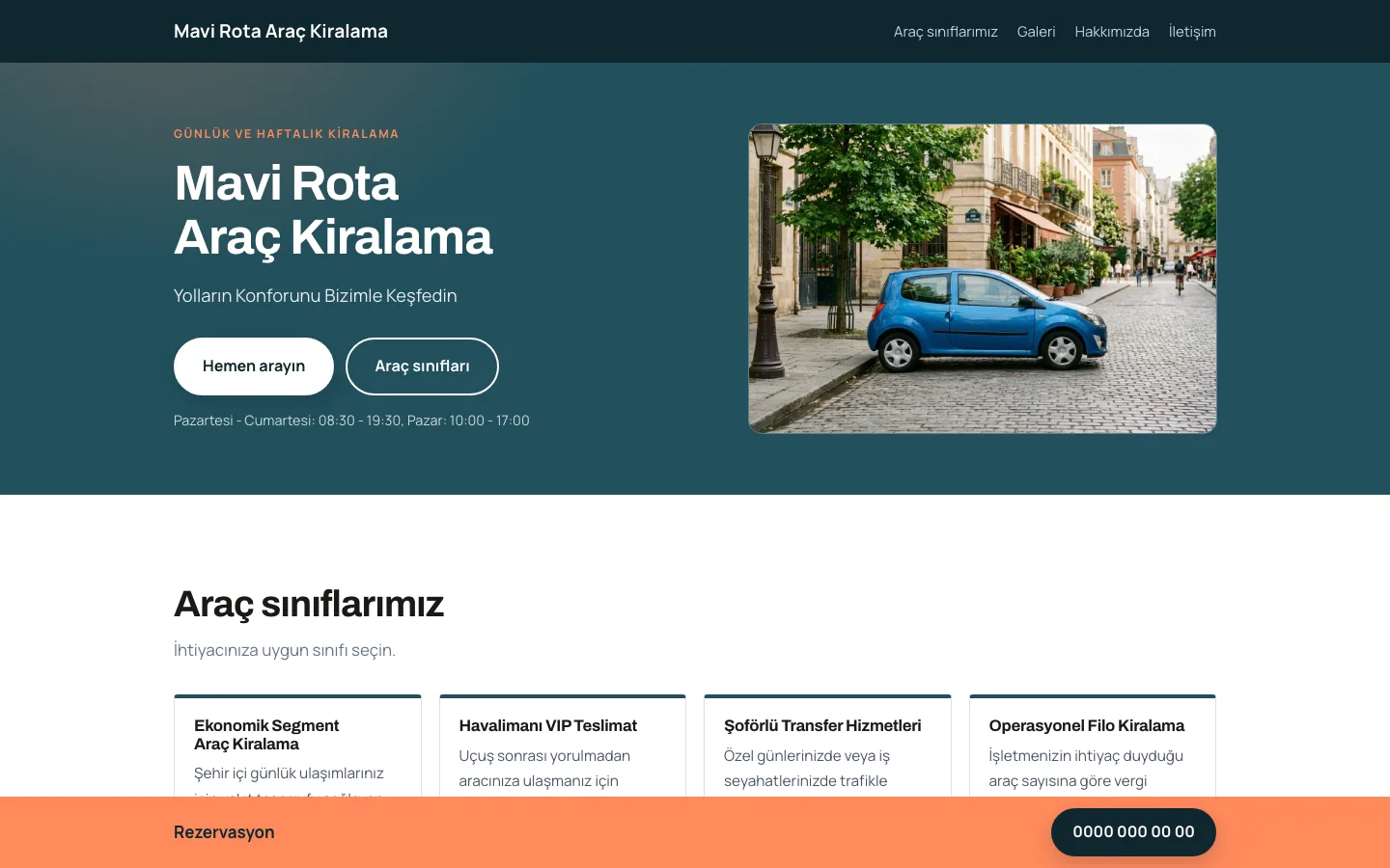 Günlük Araç Kiralama tasarımının önizlemesi