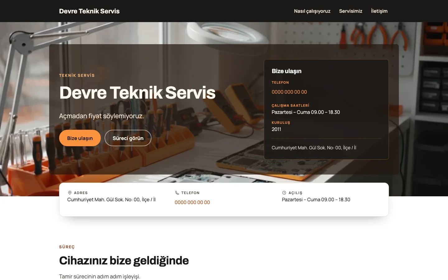 Teknoloji Servis tasarımının önizleme görseli