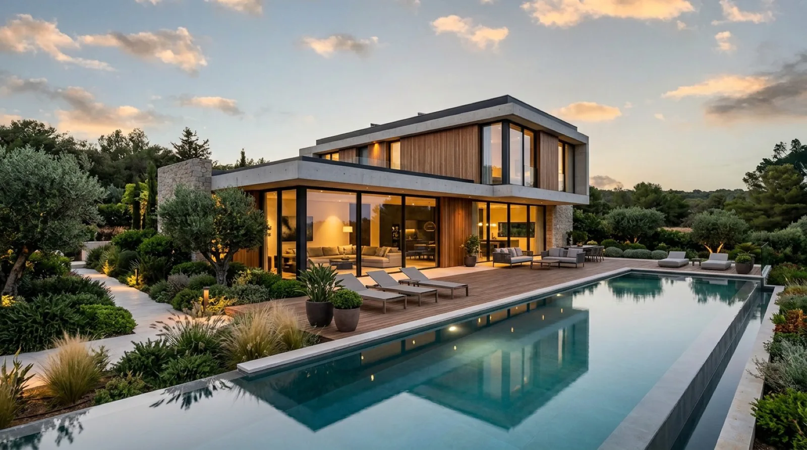 Erdem Yapı ve Gayrimenkul Danışmanlığı portföyünde yer alan havuzlu modern bir villa