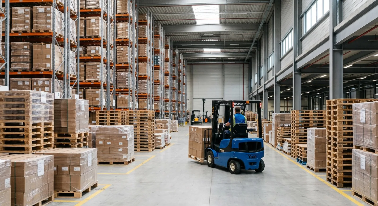 Rota Geniş Lojistik ve Taşımacılık deposunda forkliftle yapılan yükleme