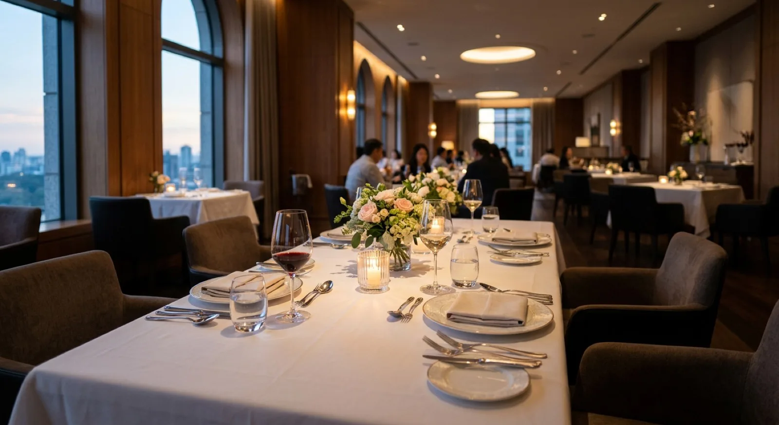 Akşam servisine hazırlanmış restoran masası